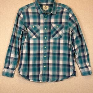 American Eagle Outfitters Teal and Navy Plaid Shirt